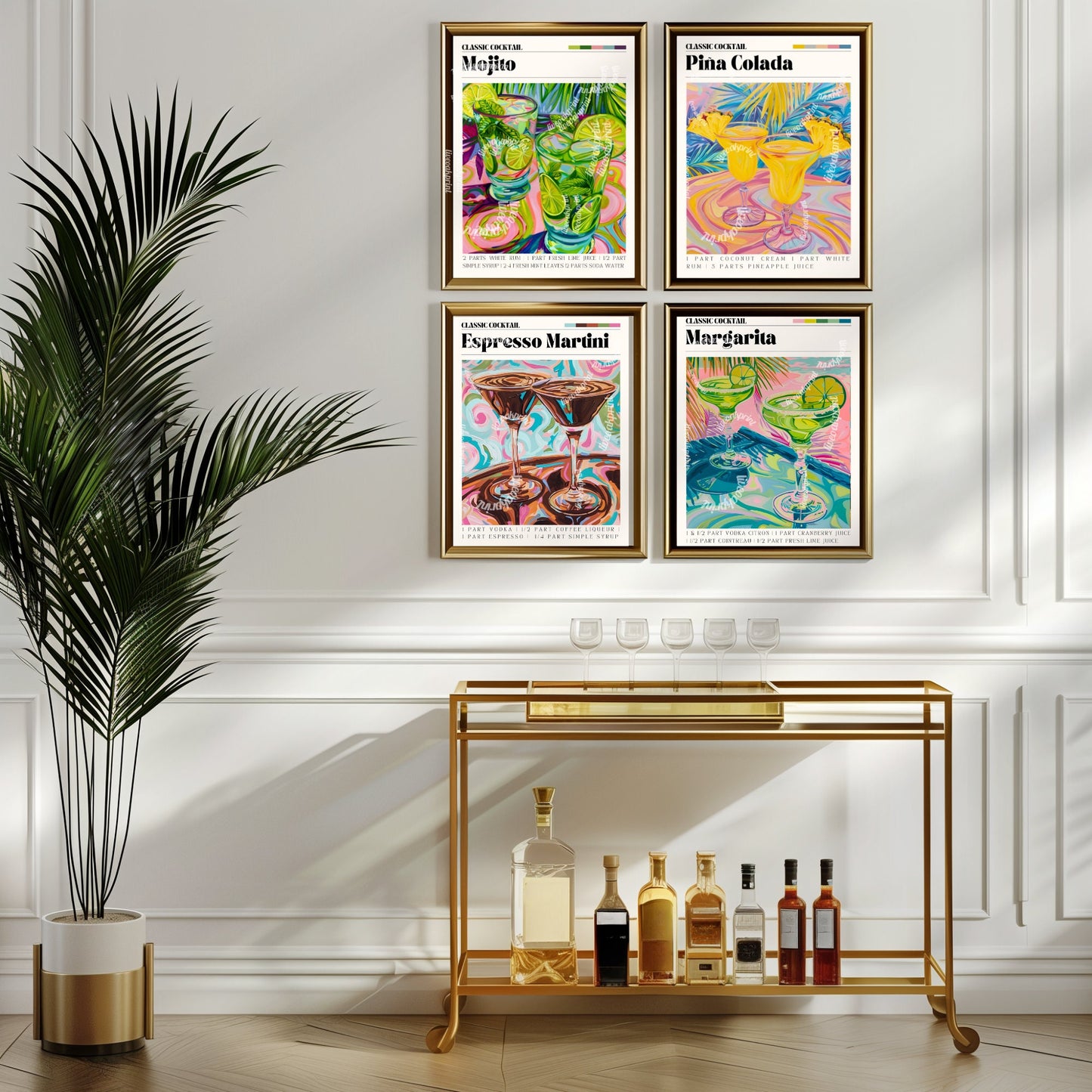 Mojito Print - Mojito Wall Art - Bar Cart Art - Classic Cocktail Prints - Mojito Wall Decor - Cocktail Print Set LiveOakPrint