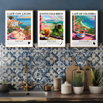 Spain - Cafe Con Leche | Coffee Around The World Series | Cafe Con Leche Print - Spain Print -Spanish Kitchen Print - Spain Travel Poster LiveOakPrint