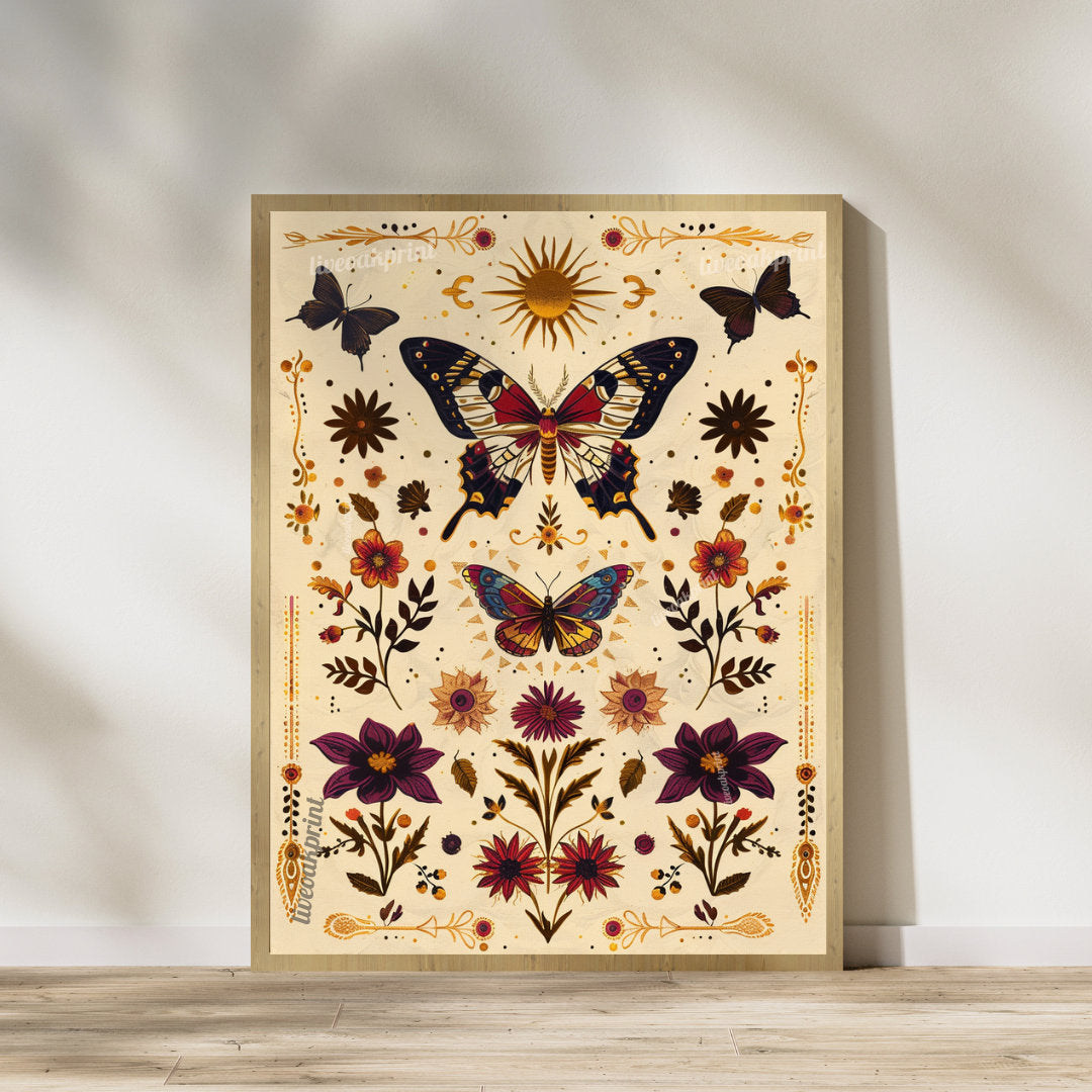 Sun and Moon Butterfly Prints - Set of Two Prints - Vintage Butterfly Prints - Whimsigoth Prints - Dark Academic Print - Vintage Gothic LiveOakPrint