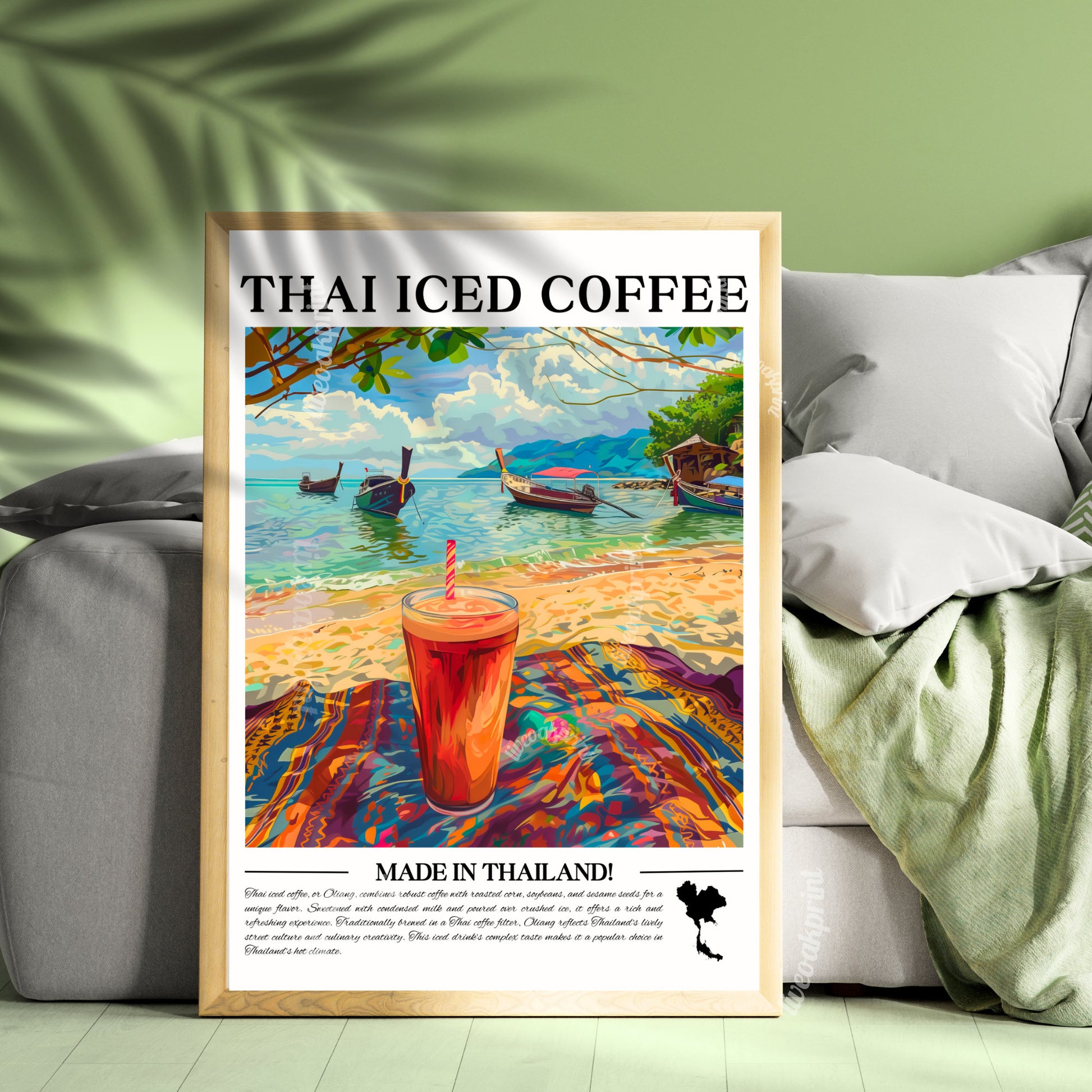 Thailand - Thai Iced Coffee | UNFRAMED print | Thai Coffee Print - Thailand Travel Print - Coffee Bar Decor LiveOakPrint