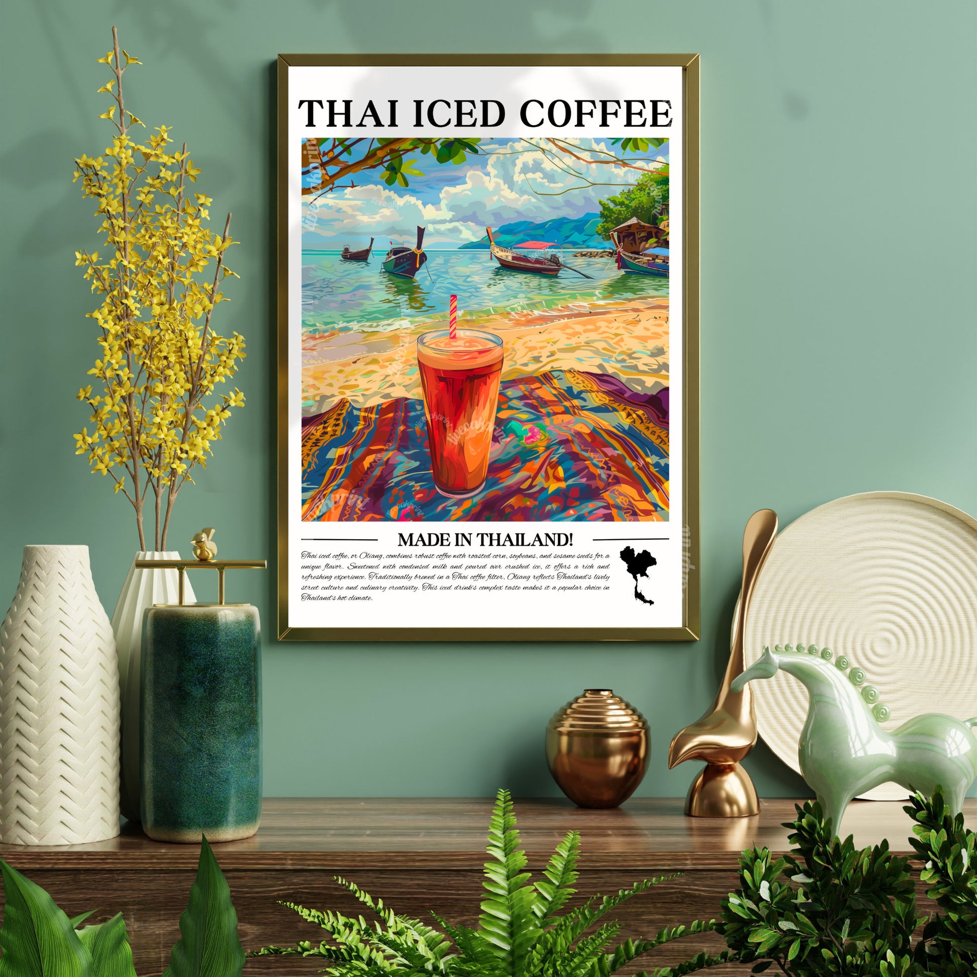 Thailand - Thai Iced Coffee | UNFRAMED print | Thai Coffee Print - Thailand Travel Print - Coffee Bar Decor LiveOakPrint