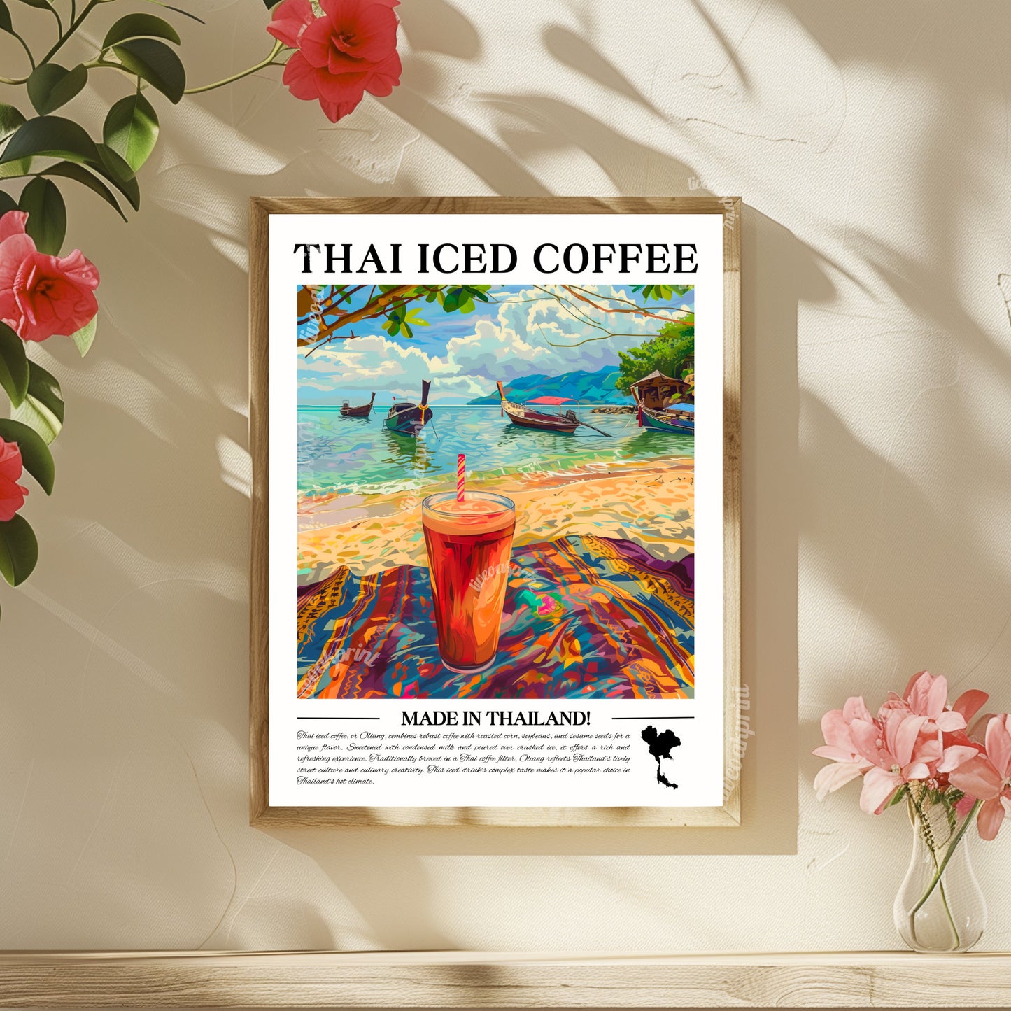 Thailand - Thai Iced Coffee | UNFRAMED print | Thai Coffee Print - Thailand Travel Print - Coffee Bar Decor LiveOakPrint