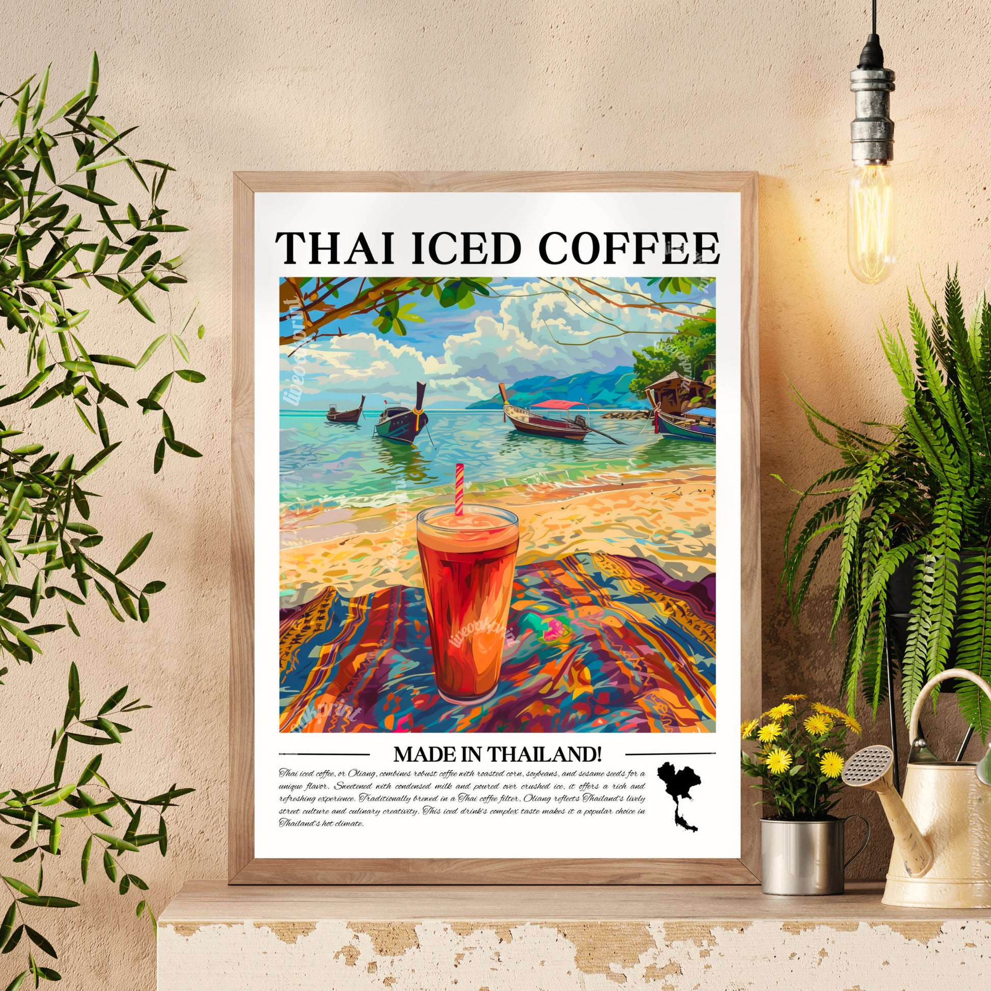 Thailand - Thai Iced Coffee | UNFRAMED print | Thai Coffee Print - Thailand Travel Print - Coffee Bar Decor LiveOakPrint