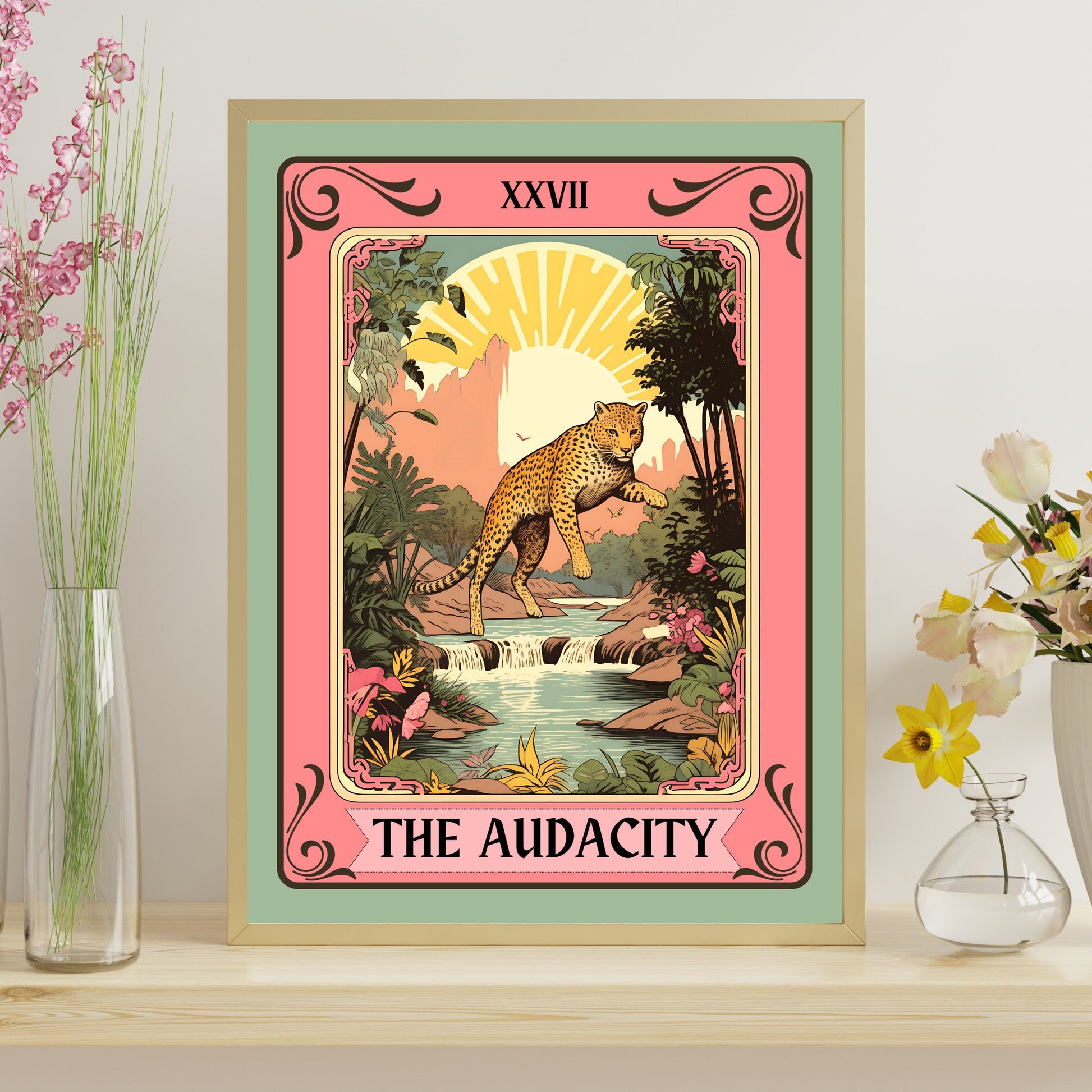 The Audacity Tarot Card - Leopard Wall Art Boho - Cheetah Wall Art - The Audacity Print - The Audacity Poster - Tarot Wall Art - LiveOakPrint