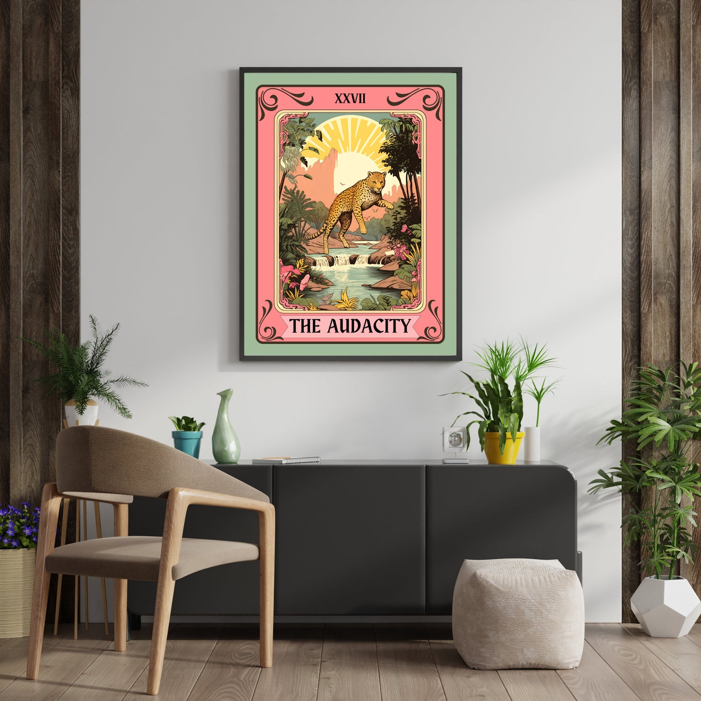 The Audacity Tarot Card - Leopard Wall Art Boho - Cheetah Wall Art - The Audacity Print - The Audacity Poster - Tarot Wall Art - LiveOakPrint