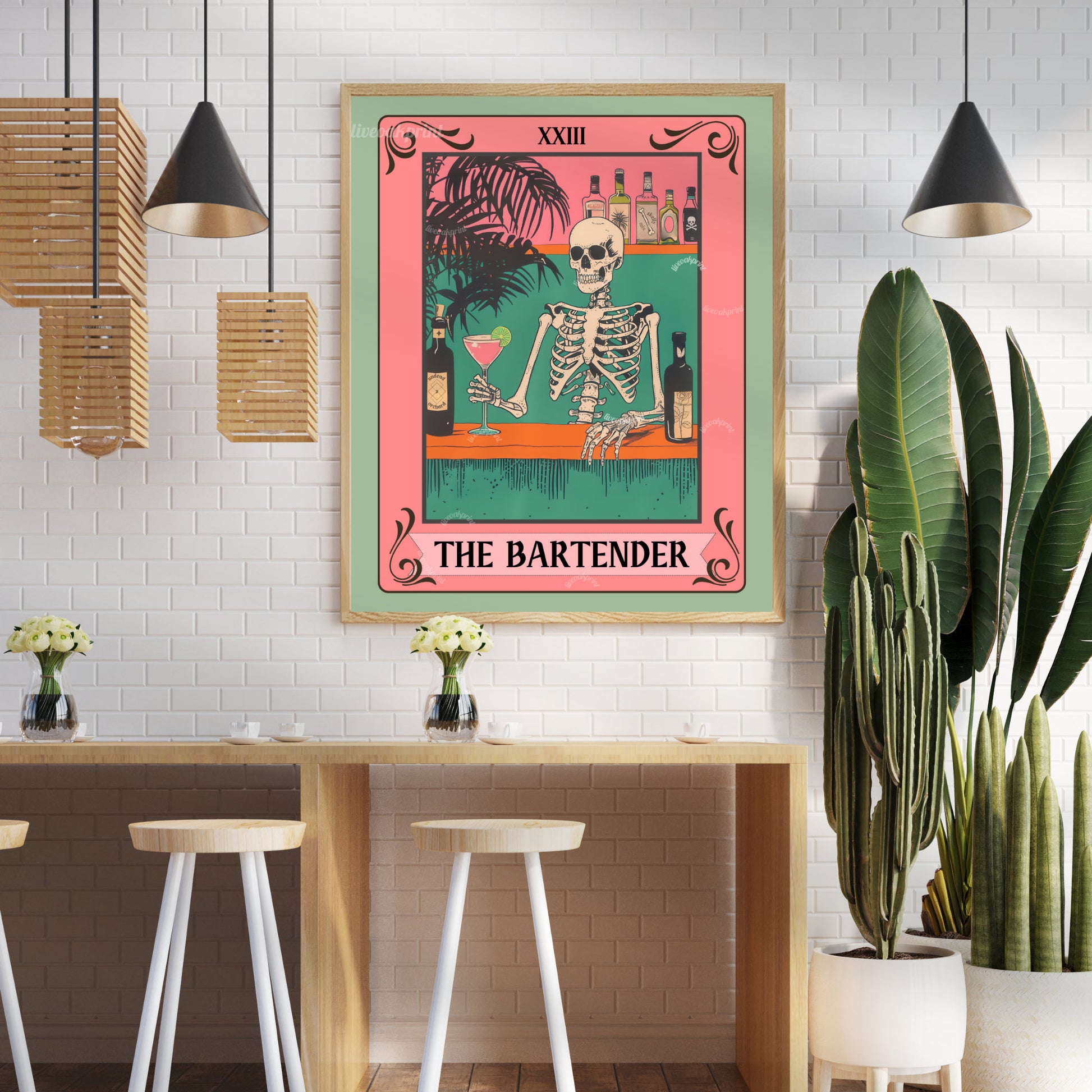 The Bartender Tarot Card - Skeleton Wall Art - Bar Cart Art - Skeleton Cocktail Print - Witchy Bar Art - Gothic Kitchen Sign - Spooky Print LiveOakPrint