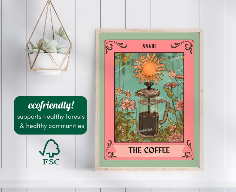 The Coffee Tarot Card - Coffee Bar Art - Witchy Kitchen Print - Witchy Bar Art - Gothic Kitchen Sign - French Press Print LiveOakPrint