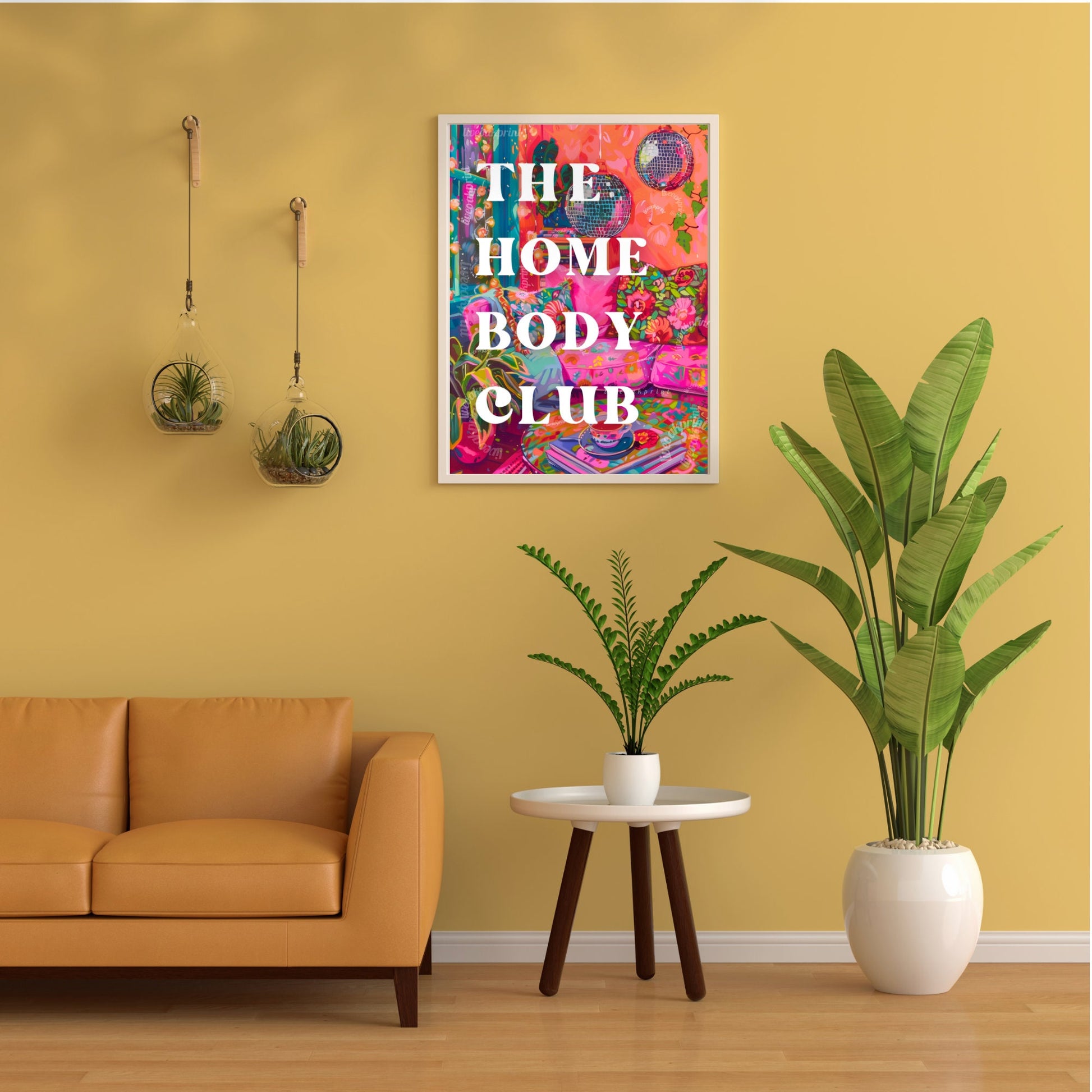 The Homebody Club Sign - Disco Living Room Trendy Typography Print - Maximalist Wall Art - Maximalist Living Room - Pink Living Room LiveOakPrint