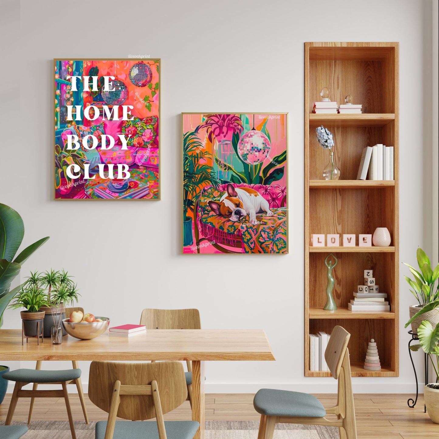 The Homebody Club Sign - Disco Living Room Trendy Typography Print - Maximalist Wall Art - Maximalist Living Room - Pink Living Room LiveOakPrint