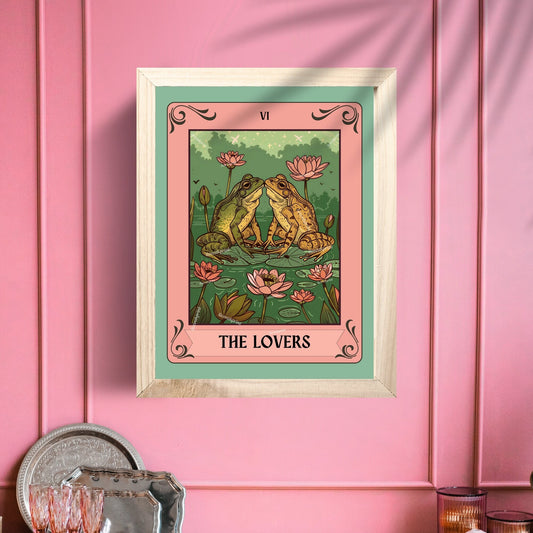 The Lovers Tarot Card - Gender Neutral Lovers - Cute Frog Print - Anniversary Engagement Gift Idea - Queer Lovers Card - Groovy Frog Print LiveOakPrint