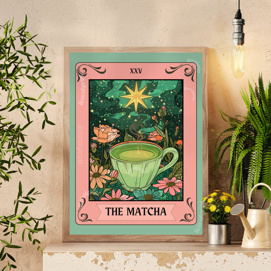 The Matcha Tarot Print - Matcha Print - Matcha Wall Art - Matcha Kitchen Art - Coffee Bar Decor - Matcha Green Tea Art Print LiveOakPrint