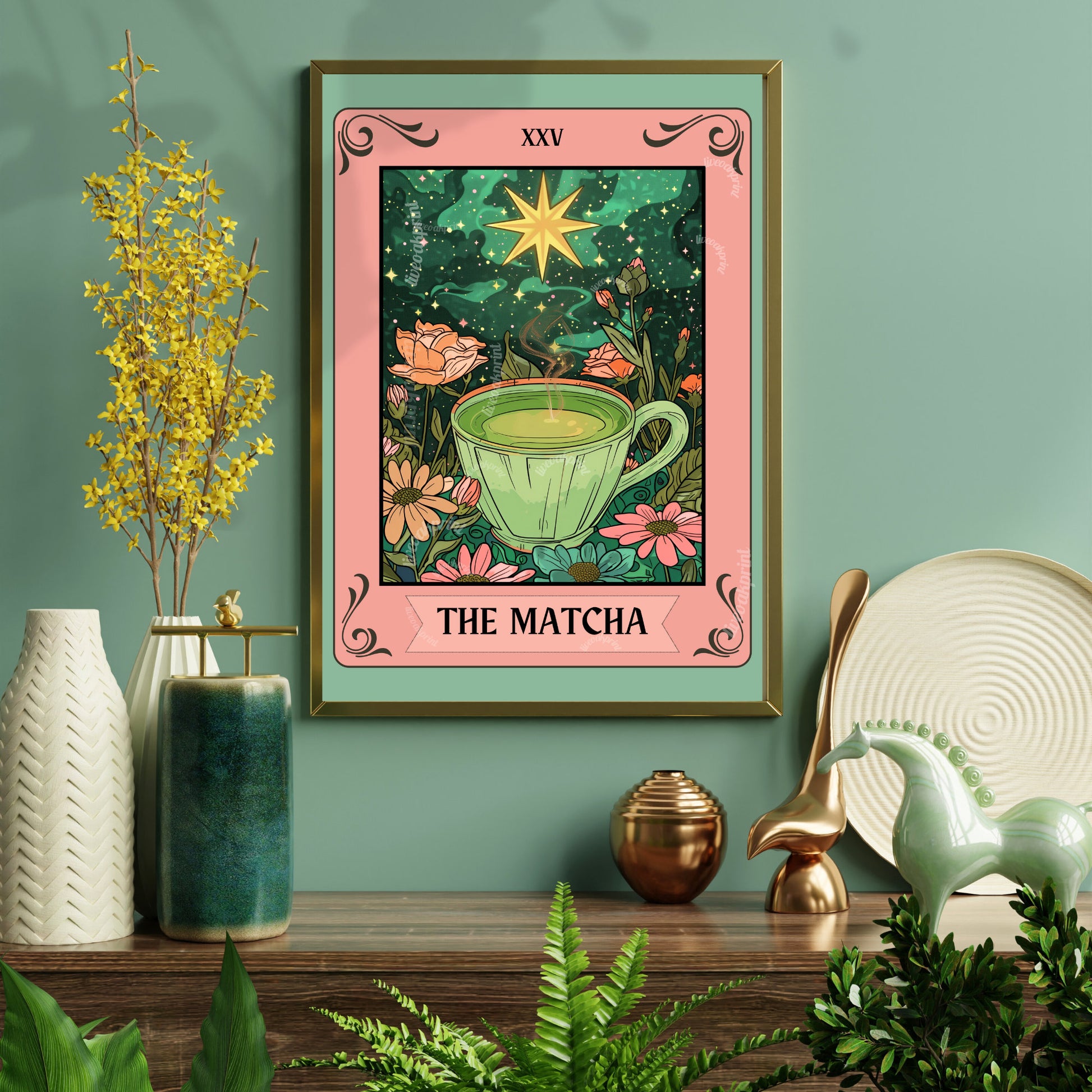 The Matcha Tarot Print - Matcha Print - Matcha Wall Art - Matcha Kitchen Art - Coffee Bar Decor - Matcha Green Tea Art Print LiveOakPrint