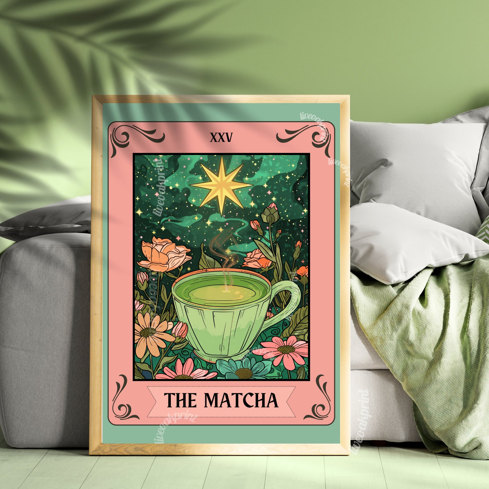 The Matcha Tarot Print - Matcha Print - Matcha Wall Art - Matcha Kitchen Art - Coffee Bar Decor - Matcha Green Tea Art Print LiveOakPrint