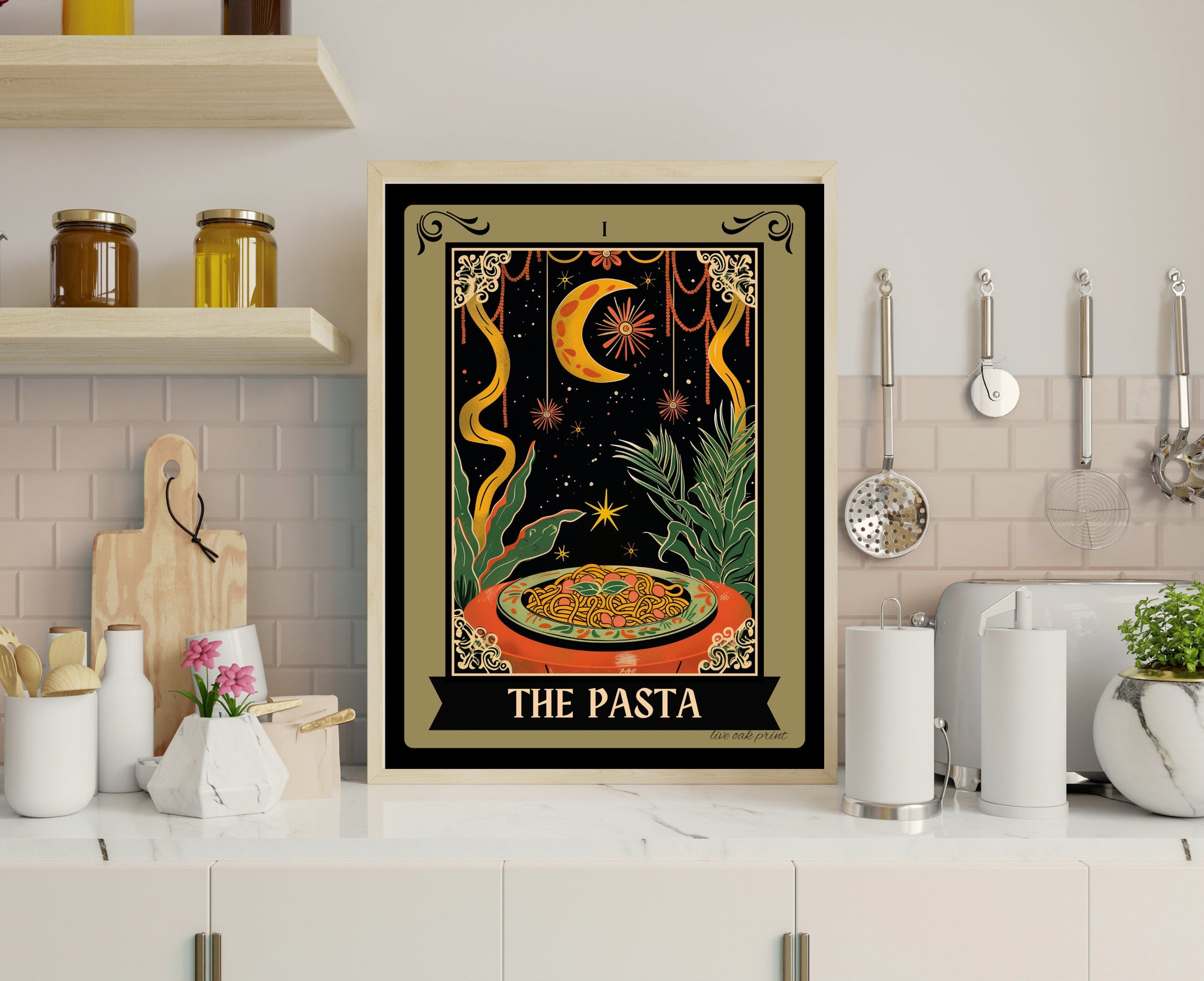 The Pasta Tarot Card - Pasta Kitchen Sign - Witchy Kitchen Art - Witchy Kitchen Sign - Pasta Bar Sign - Pasta Lover Gift - Pasta Art Print LiveOakPrint