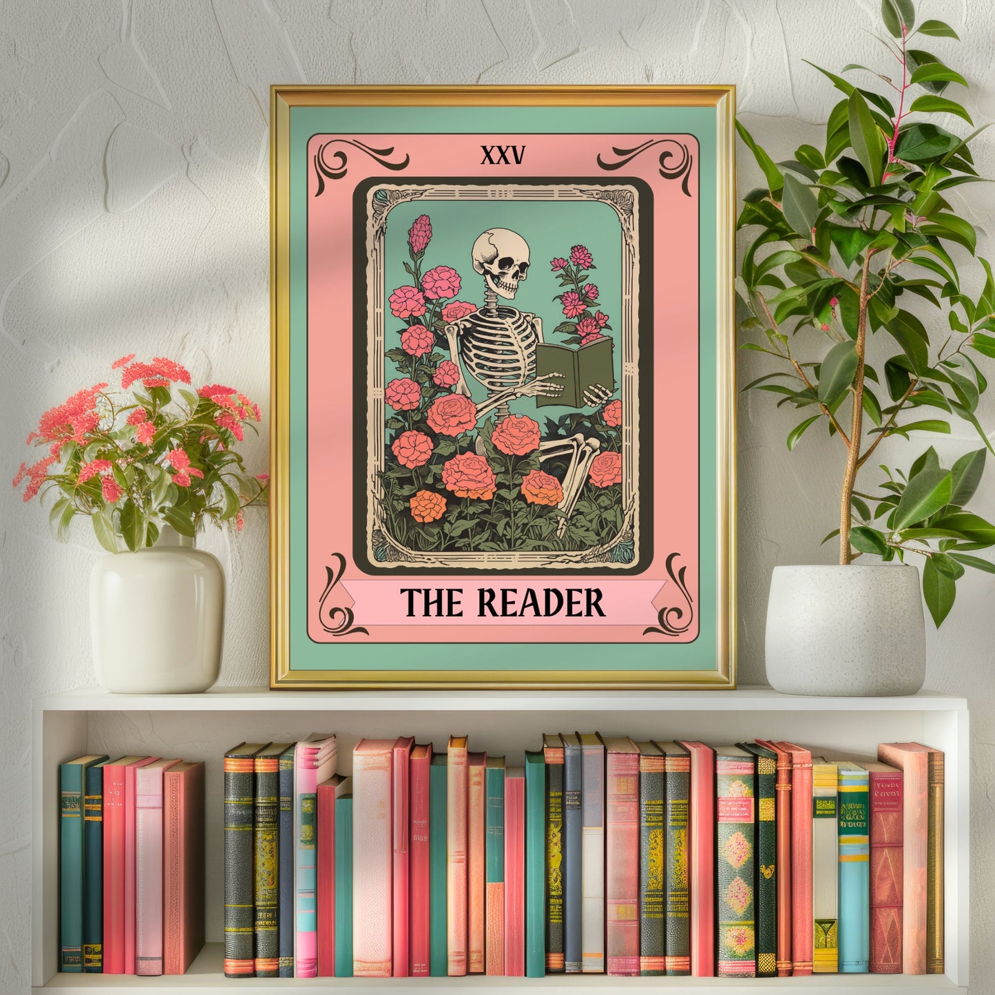 The Reader Tarot Print - Reader Tarot Card - Botanical Reading Print - Gift For Book Lover - Witchy Reading Nook Art - Witchy Library Decor LiveOakPrint