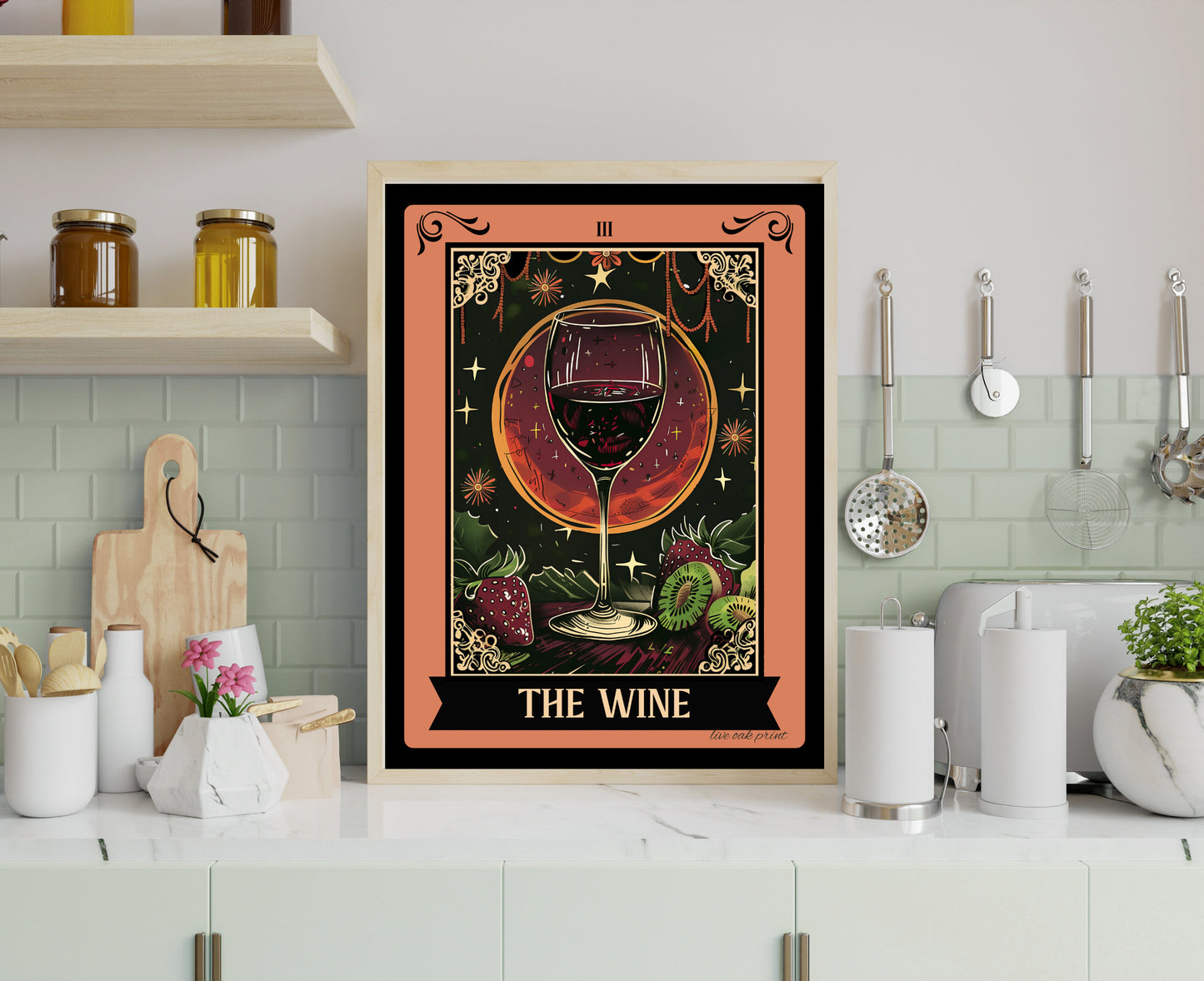 The Wine Tarot Card - Wine Kitchen Sign - Witchy Kitchen Art - Witchy Kitchen Sign - Wine Bar Sign - Wine Lover Gift - Wine Art Print LiveOakPrint