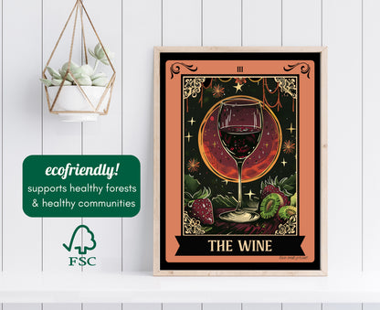 The Wine Tarot Card - Wine Kitchen Sign - Witchy Kitchen Art - Witchy Kitchen Sign - Wine Bar Sign - Wine Lover Gift - Wine Art Print LiveOakPrint