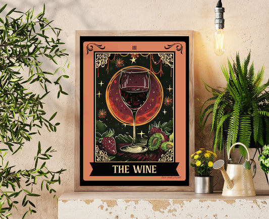 The Wine Tarot Card - Wine Kitchen Sign - Witchy Kitchen Art - Witchy Kitchen Sign - Wine Bar Sign - Wine Lover Gift - Wine Art Print LiveOakPrint