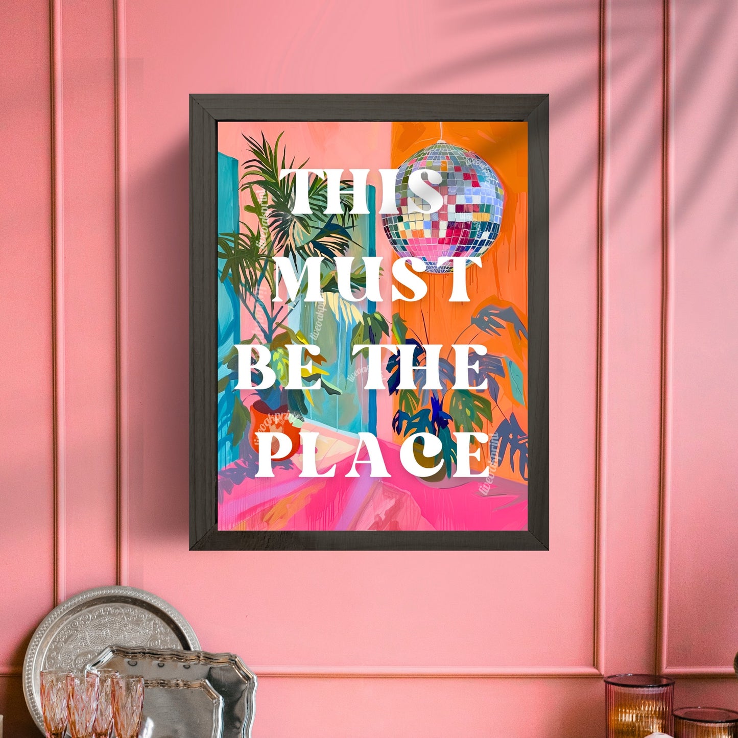 This Must Be The Place - 1970s Retro Inspired Disco Interior Print - Disco Living Room Print - Groovy Wall Art - Eclectic Disco Print LiveOakPrint