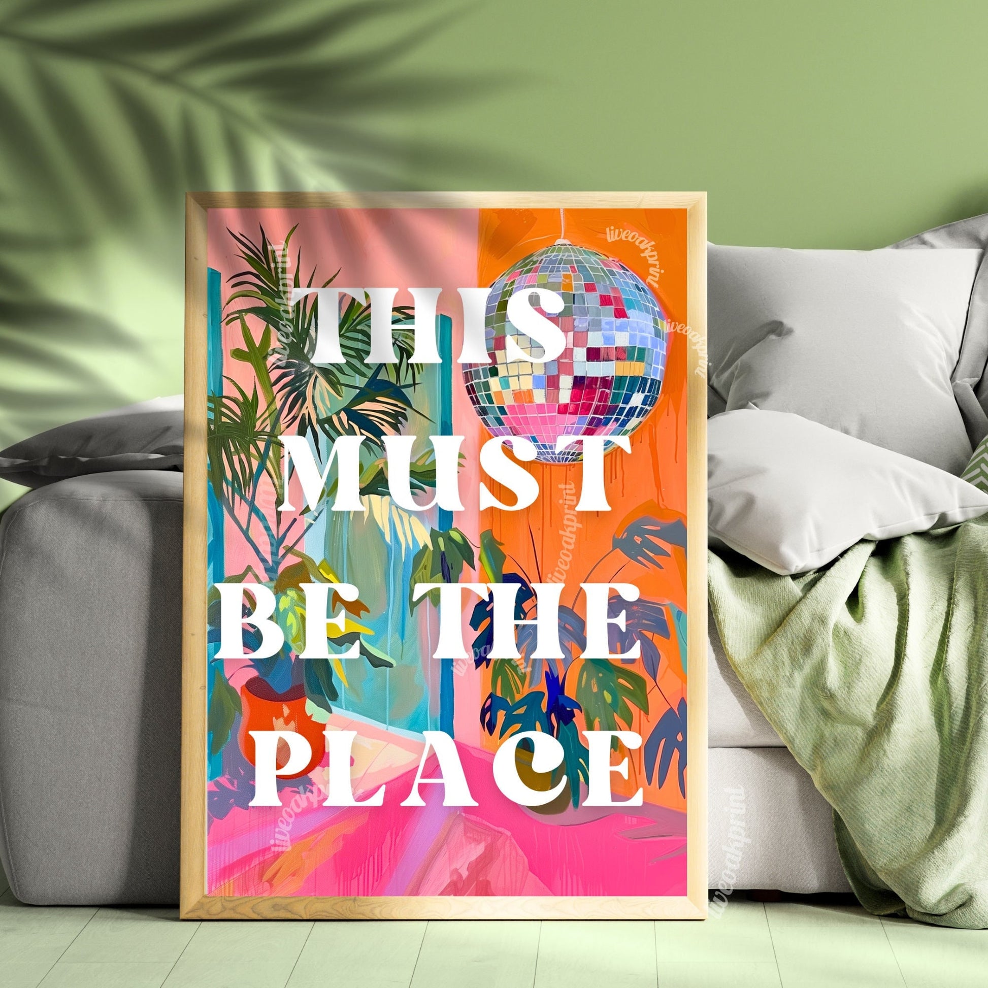 This Must Be The Place - 1970s Retro Inspired Disco Interior Print - Disco Living Room Print - Groovy Wall Art - Eclectic Disco Print LiveOakPrint