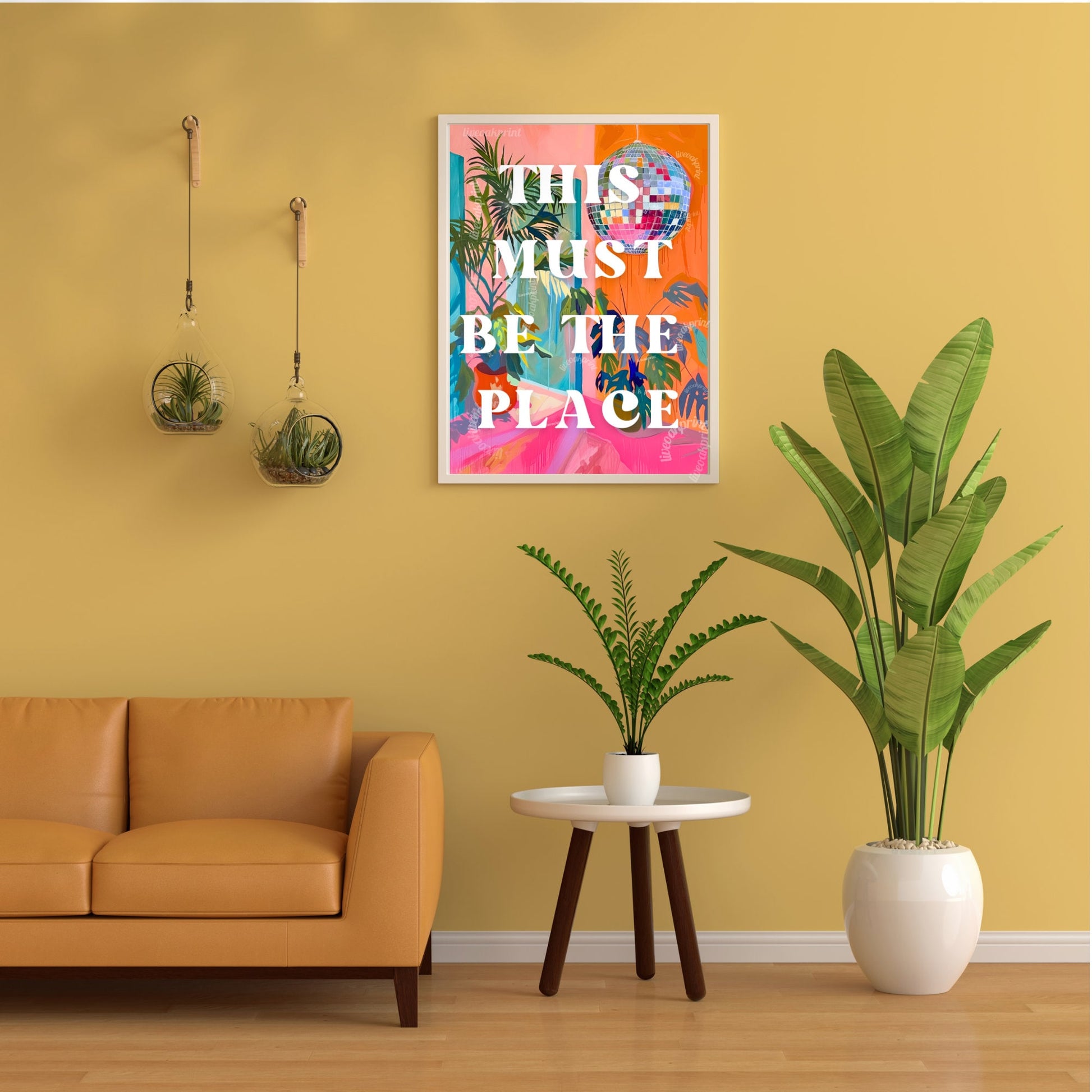 This Must Be The Place - 1970s Retro Inspired Disco Interior Print - Disco Living Room Print - Groovy Wall Art - Eclectic Disco Print LiveOakPrint