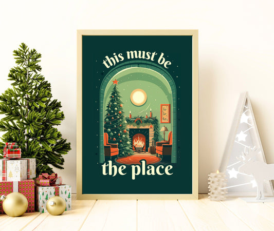 This Must Be The Place - Christmas Art - Cozy Christmas Artwork - Retro Christmas Decor - Vintage Christmas Decor - Retro Christmas Print LiveOakPrint