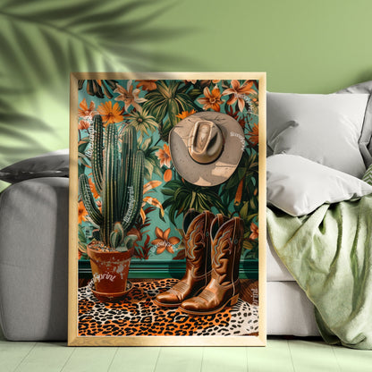 Vintage Cowboy Boots Print - Leopard Print - Bold Eclectic Art - Western Wall Art - Trendy Cowgirl Art - Cowboy Boots Print - Cowgirl Boots LiveOakPrint