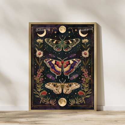 Vintage Scientific Butterfly Print - Lunar Moth Print - Boho Butterfly Print - Whimsigoth print - Gothic Print - Dark Academia Wall Art LiveOakPrint