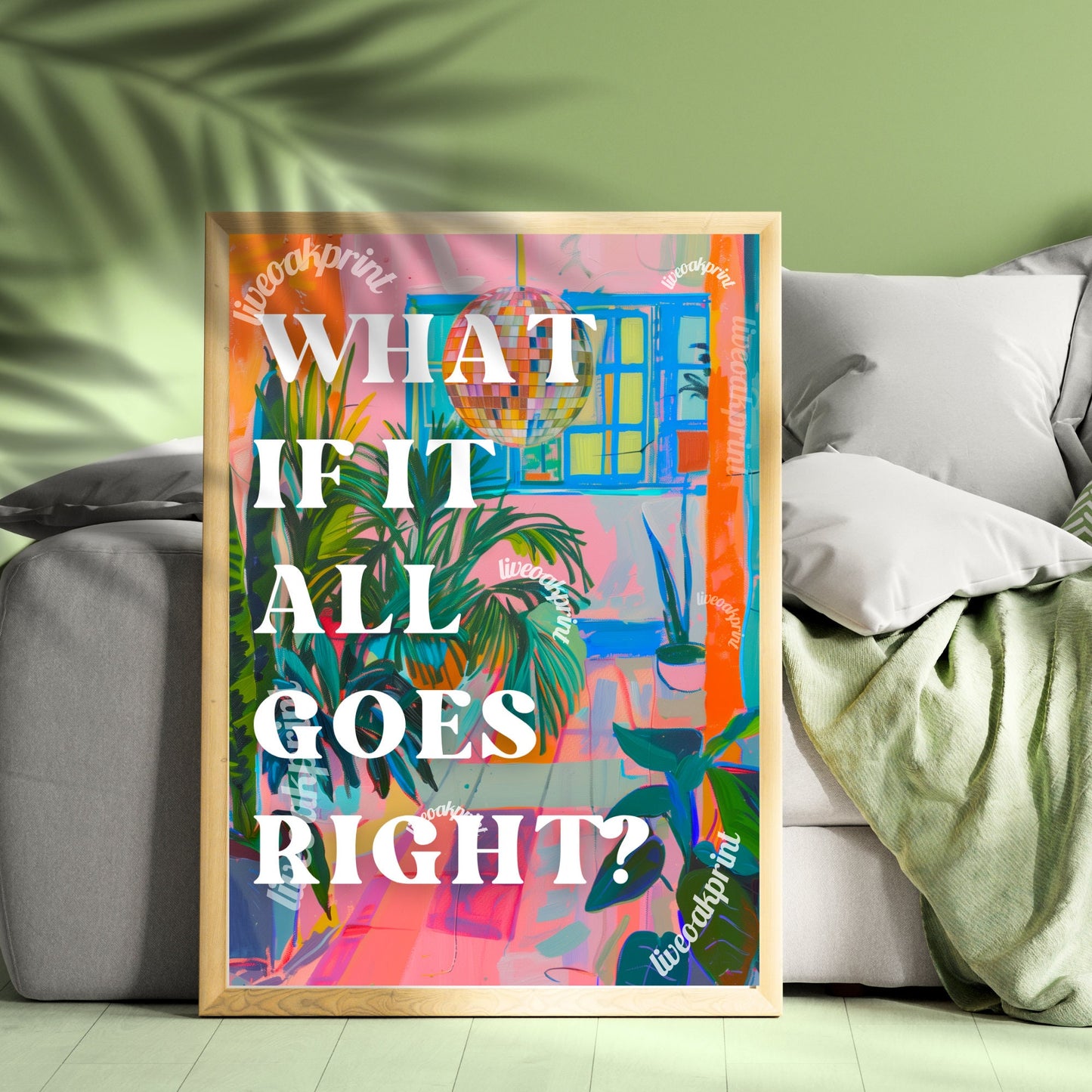 What if it All Goes Right Print - Positive Saying Print - Disco Wall Decor - Disco Sign - Maximalist Wall Art LiveOakPrint