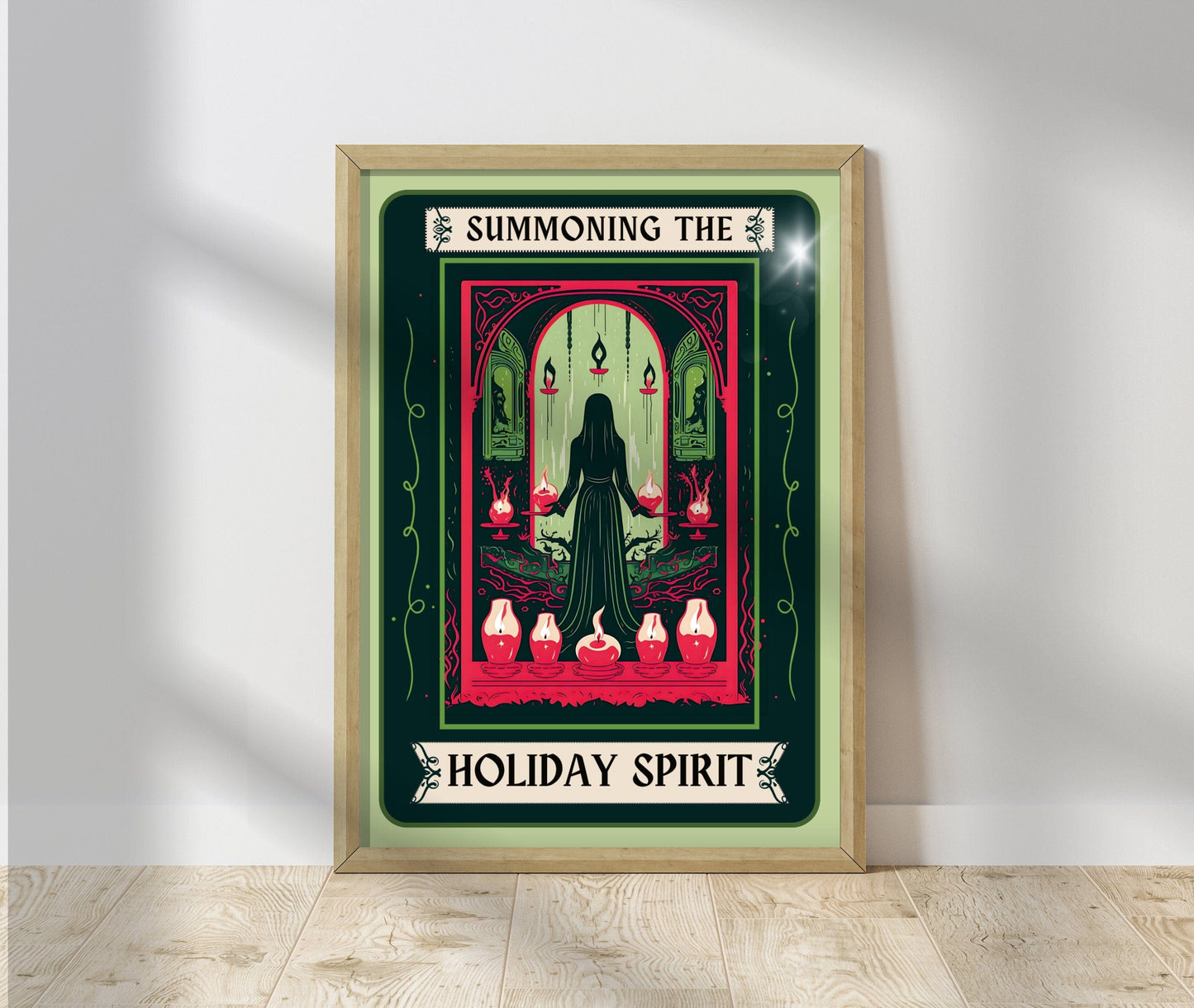 Summoning the Holiday Spirit - Christmas Tarot Print - Scary Christmas - Spooky Christmas - Gothic Christmas - Funny Christmas