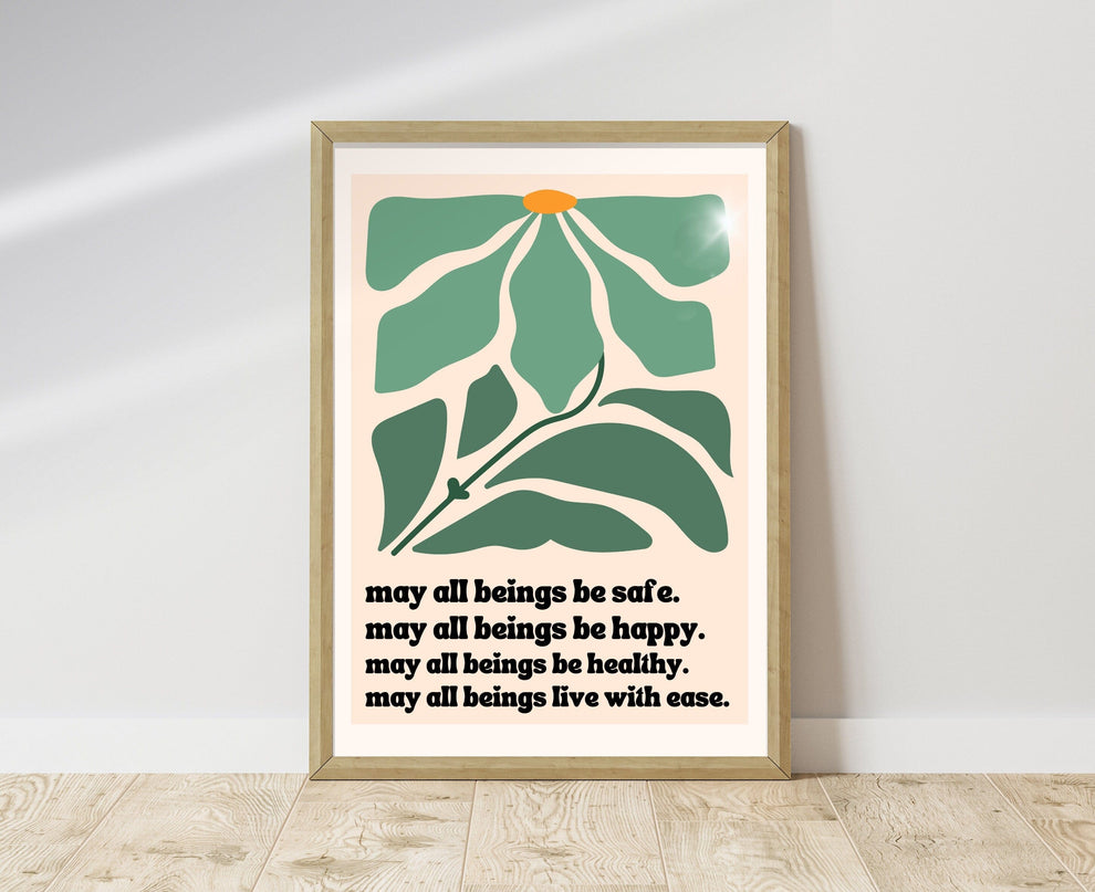 May All Beings Be Safe / Metta Prayer Print