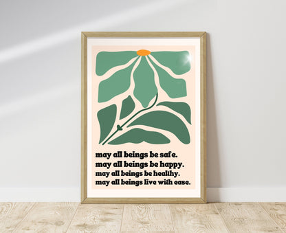 May All Beings Be Safe / Metta Prayer Print