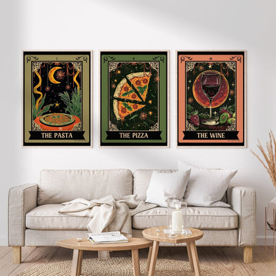The Pizza / The Pasta / The Wine Set of 3 Kitchen Prints