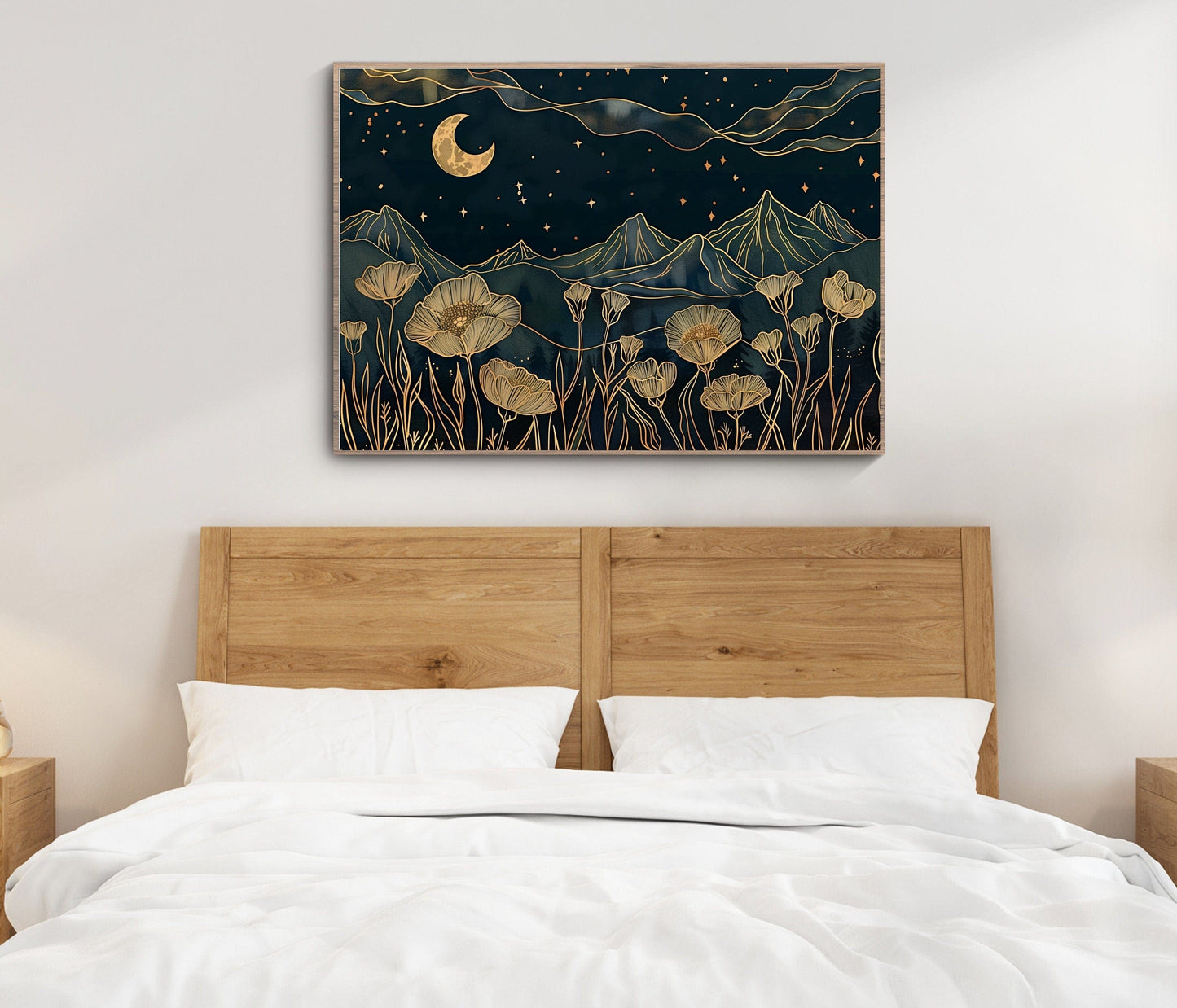 Navy Blue Moon and Poppies