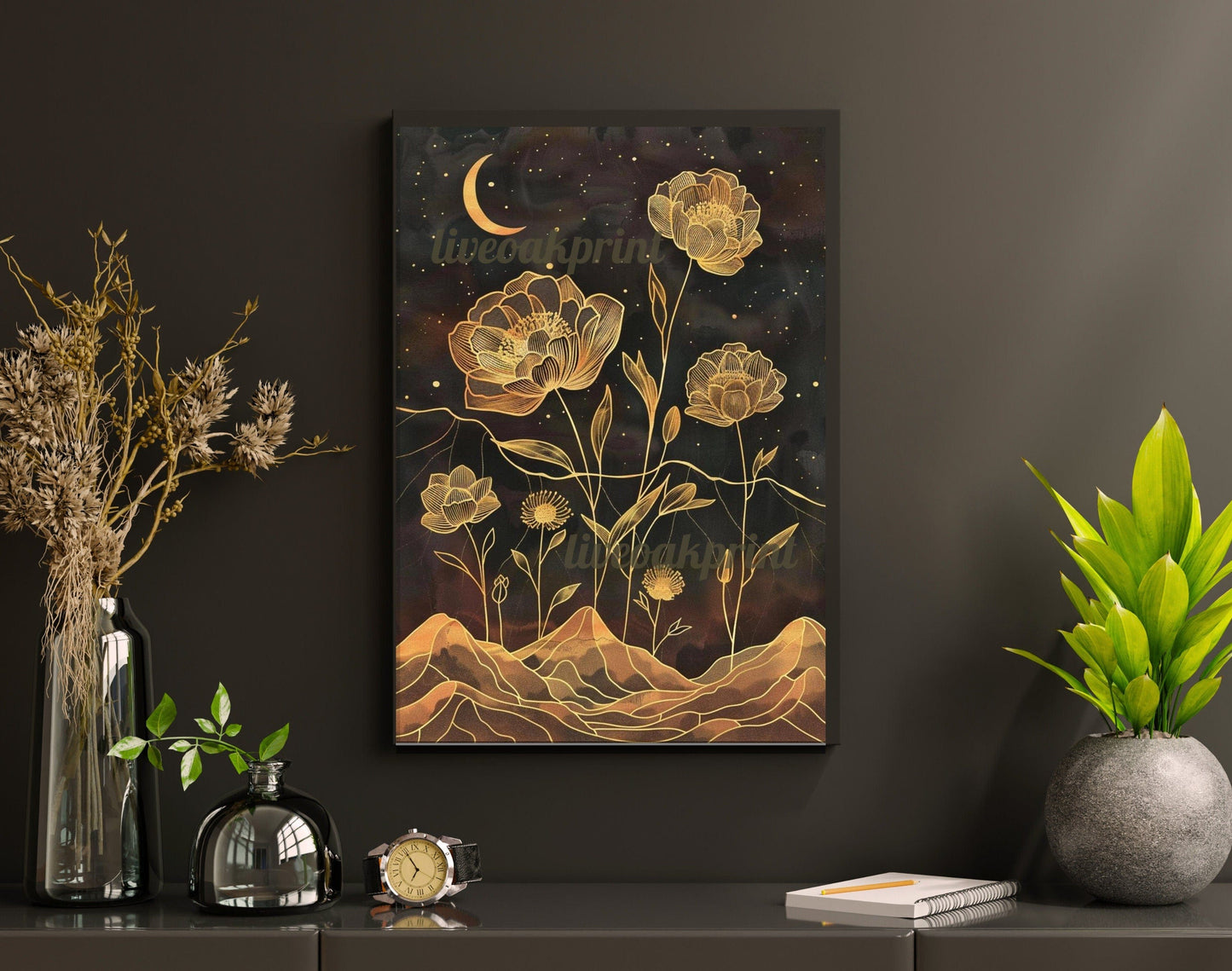 Gold and Black Flowers