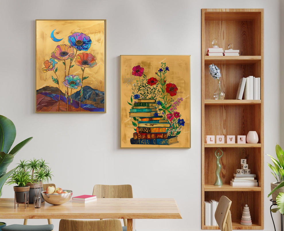 Magical Moon and Flowers Print