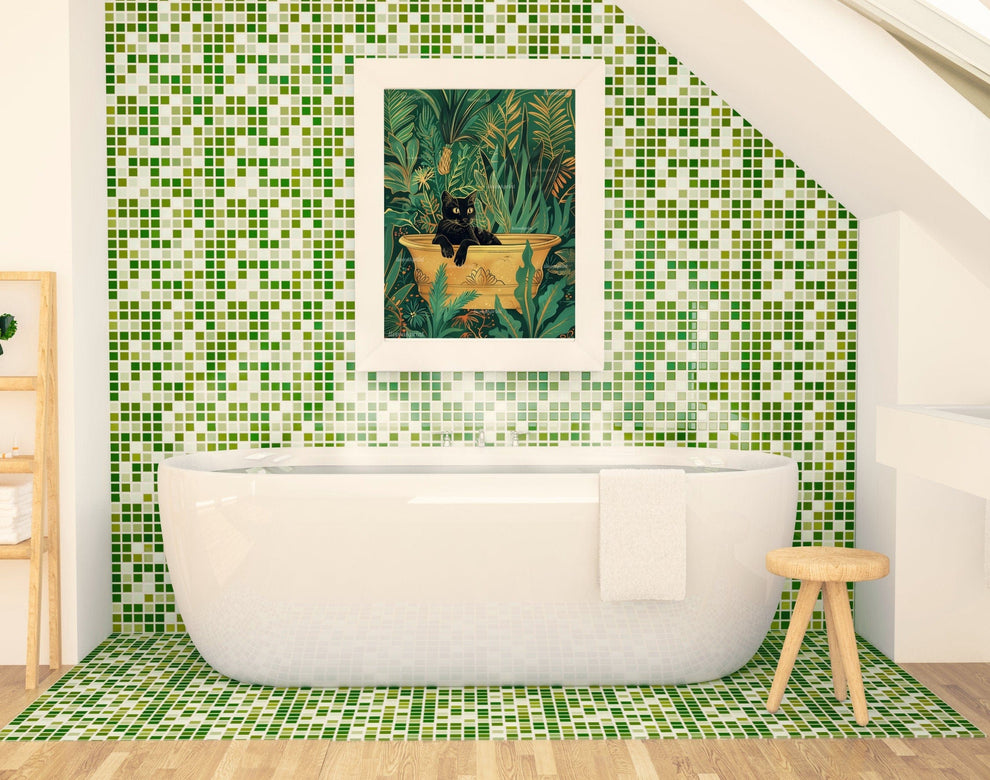 Cat in A Bathtub Print