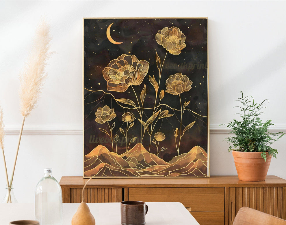 Gold and Black Flowers