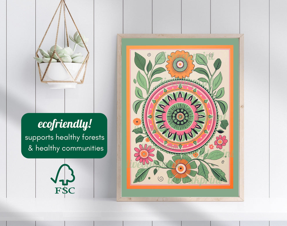 Sage Green Mandala Flower Print
