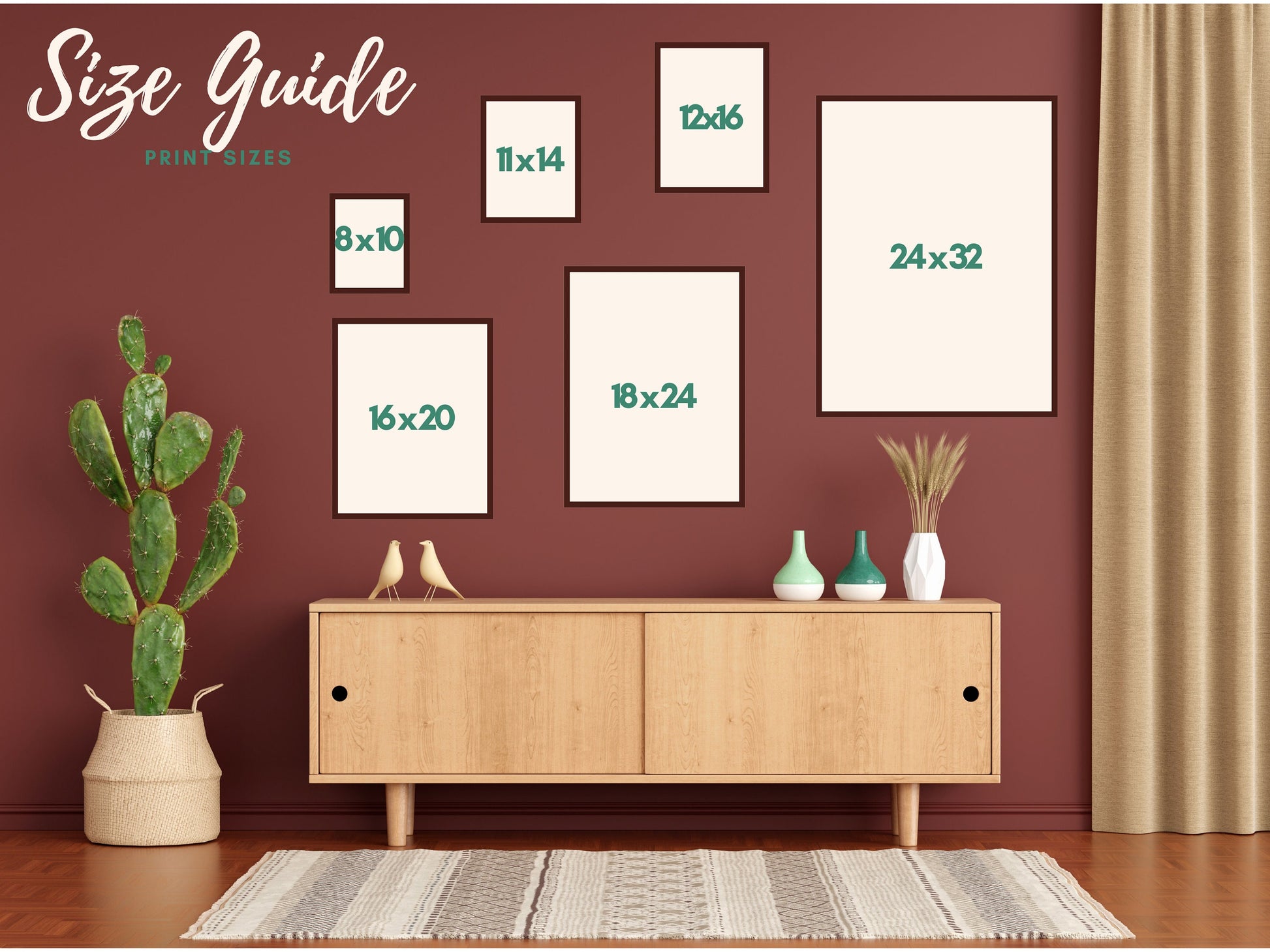 Cozy Tabby Cat Print – Boho Cat Wall Art – Gingham Bedroom Decor – Brown Cat Print – Pink and Green Cat Poster – Cute Animal Wall Art