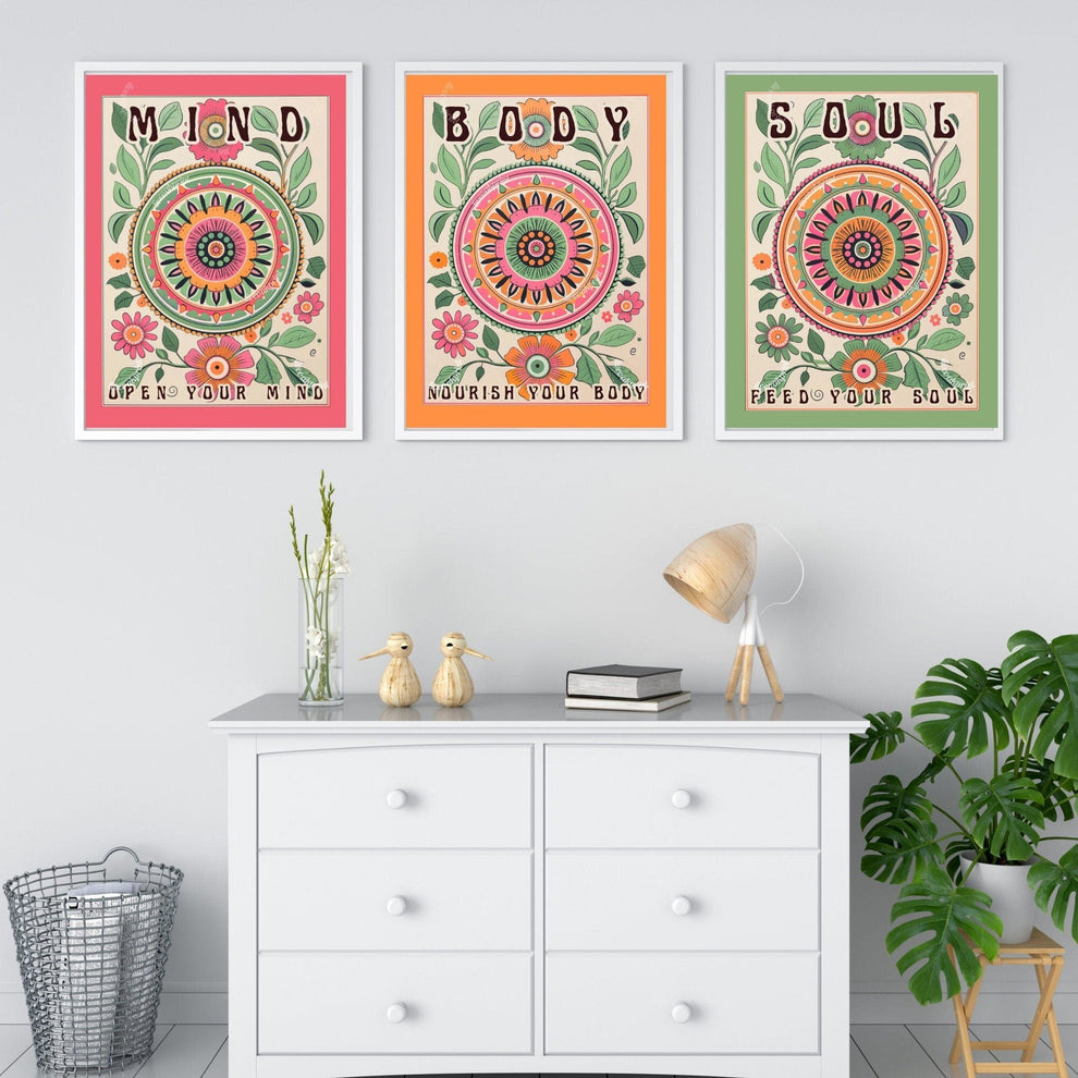 Mind Body Soul Poster Set of Three