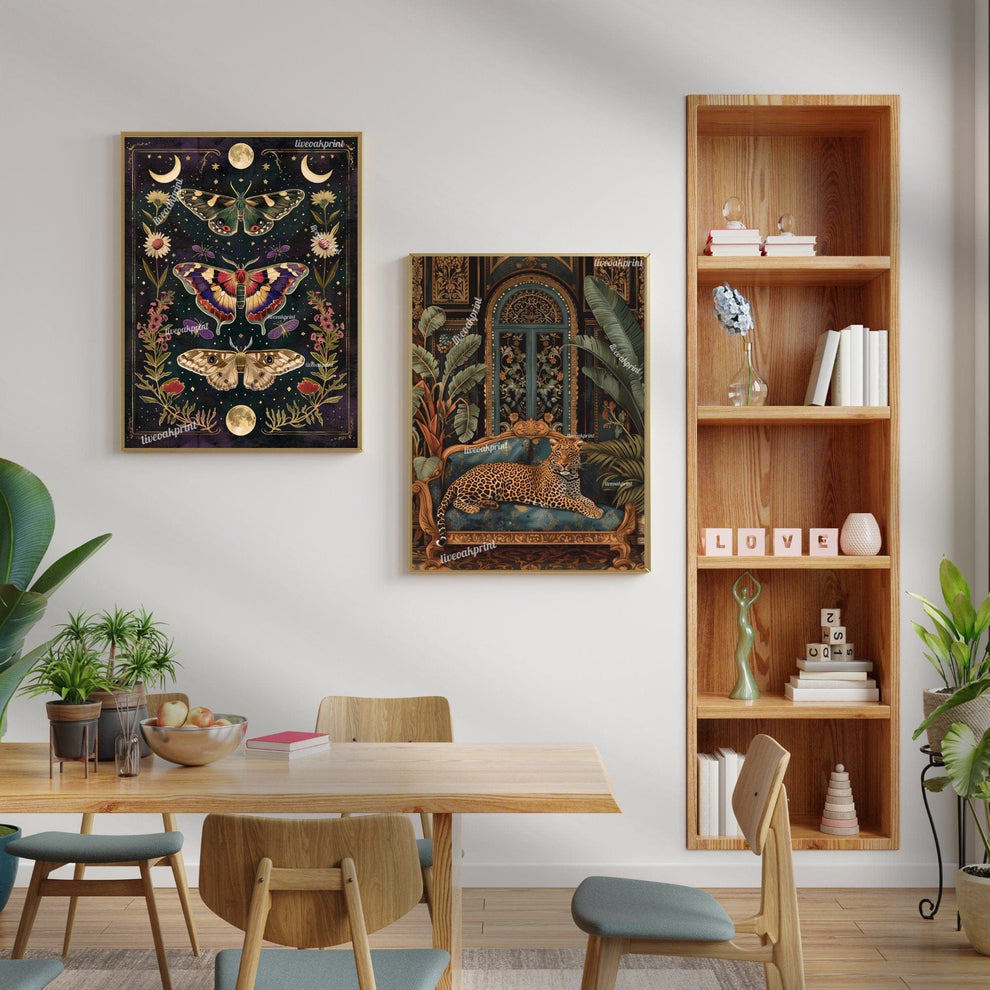 Luxury Leopard In A Dark Academia Living Room