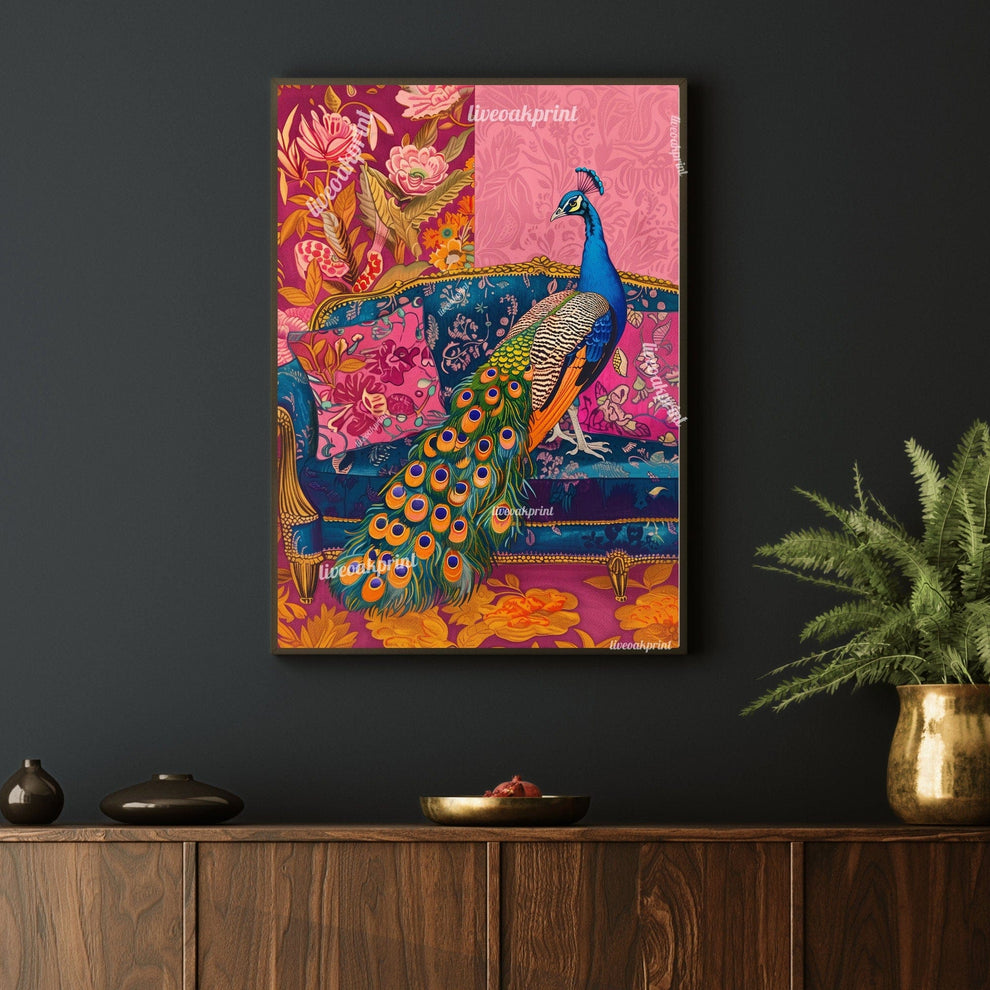 Peacock on a Sofa Print