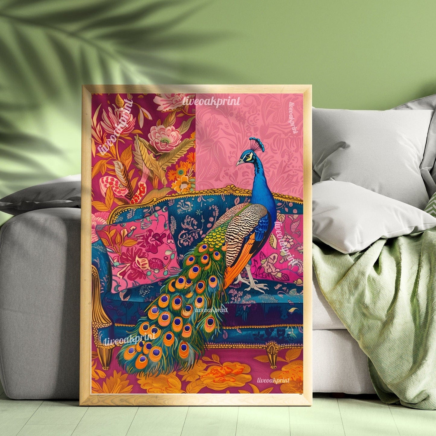 Peacock on a Sofa Print
