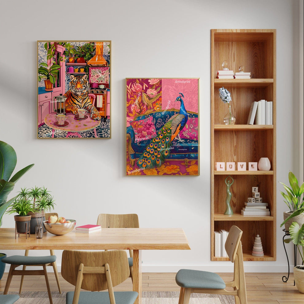 Tiger With Coffee and a French Press Print