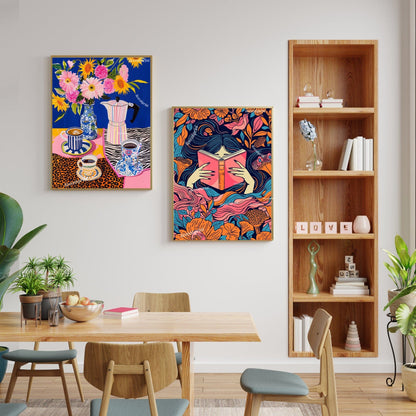 Maximalist Colorful Coffee Print