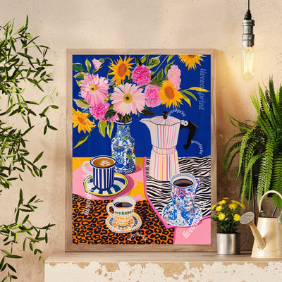 Maximalist Colorful Coffee Print