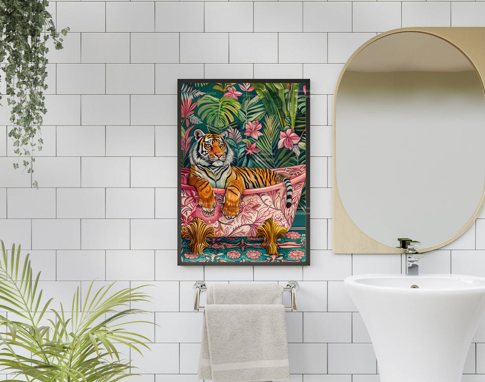 Tiger In A Bathtub In A Luxury Bathroom