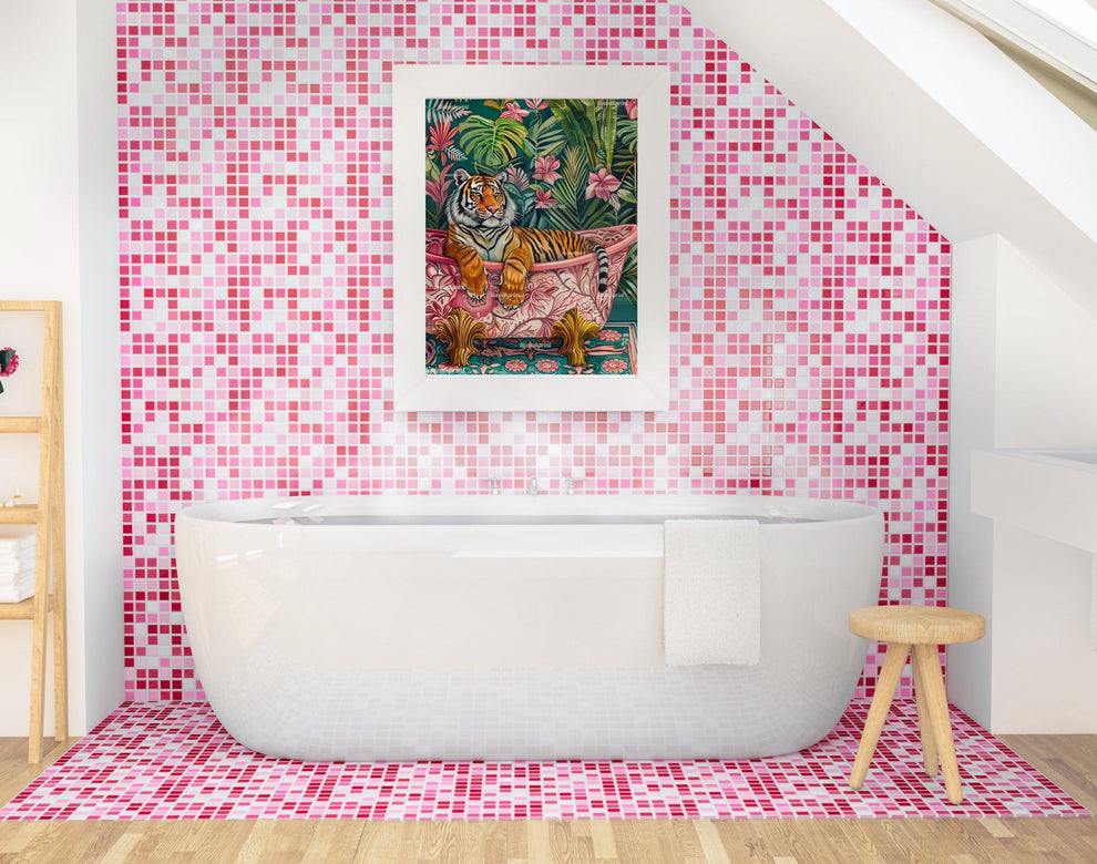 Tiger In A Bathtub In A Luxury Bathroom