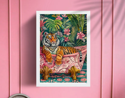 Tiger In A Bathtub In A Luxury Bathroom